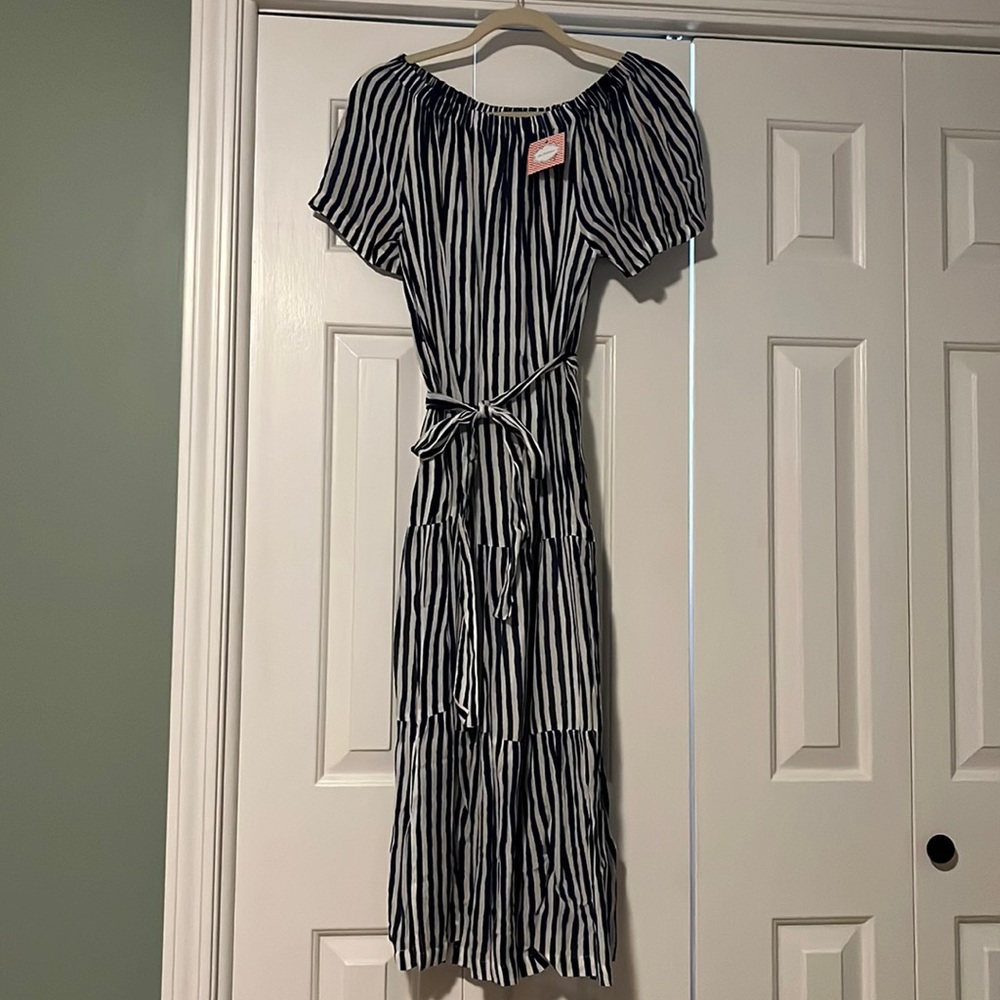 Blue and White Striped Sundress